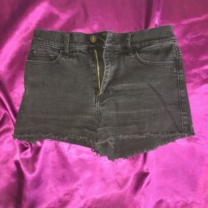 Black denim shorts